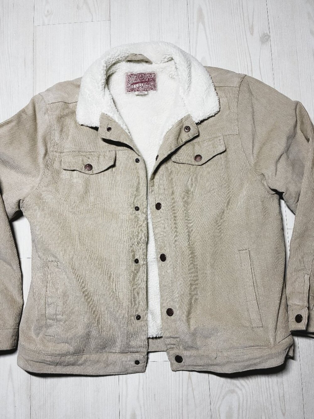 Brooklyn Cloth Men's Tan Corduroy Sherpa Lined Trucker Jacket Size XL